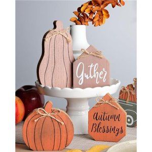 Fall Tiered Tray Decor, 6 Pcs Fall Decorations, Fall Wood Pumpkin Truck Sign